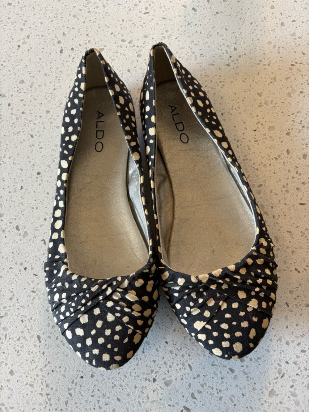 ALDO Black and Cream Dot-Print Ballet Flats
